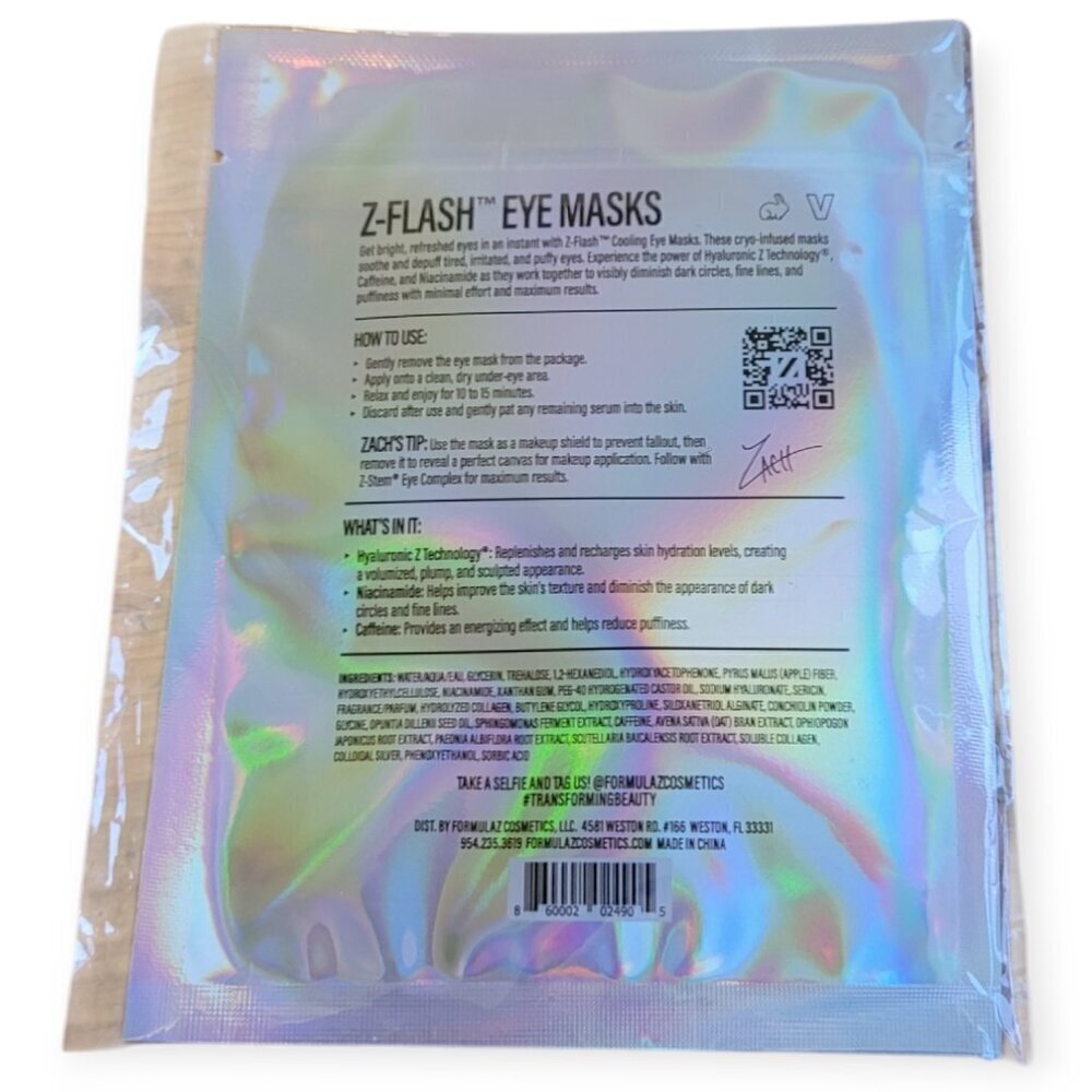 Formula Z Z Flash Cryo Lift Eye Masks 2 Pack NWT Niacinamide Caffeine Vegan Care - Picture 3 of 3